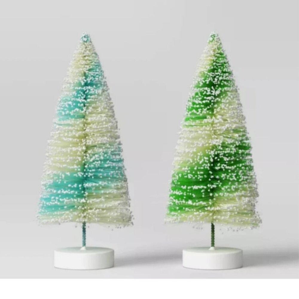 🆕✨Wondershop 2pc 6" Sisal Bottle Brush Tree Set - Green & Blue ✨
